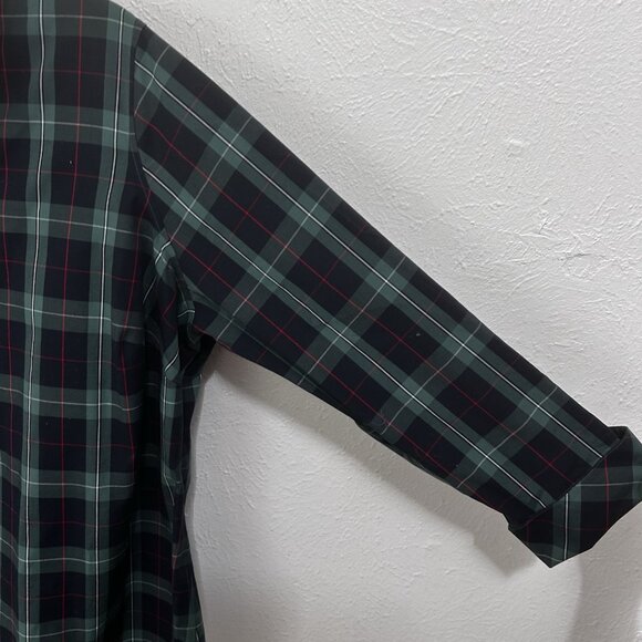 Talbots Green Plaid  Popover Top Blouse Rhinestone Buttons Non-Iron Shirt 22WP - Picture 5 of 13